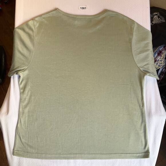 Sag Harbor Women Knit T-shirt size L Green Short Sleeve Stretch Made In Korea - Picture 6 of 8